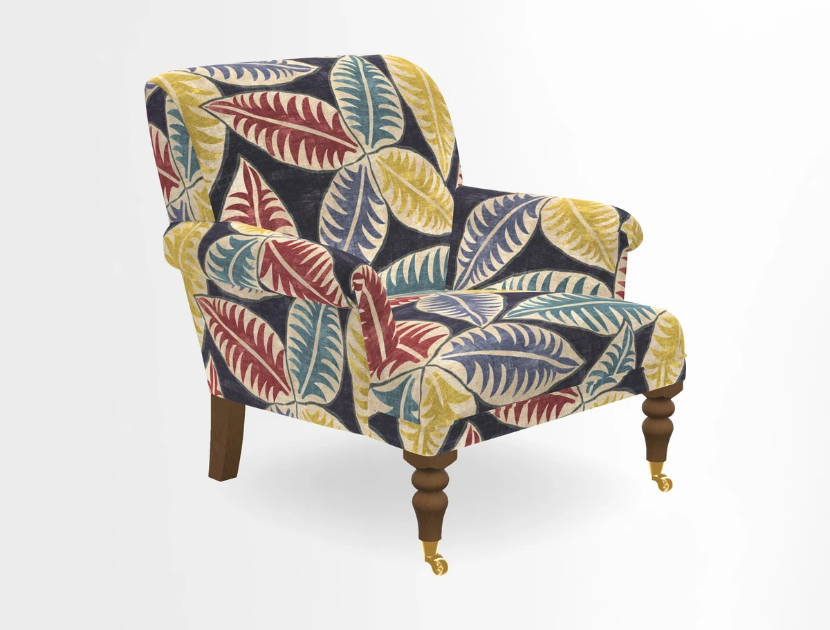 Midhurst Chair in Kirby Soho Burnt Orange & Mulberry Rustic Stripe Red Plum