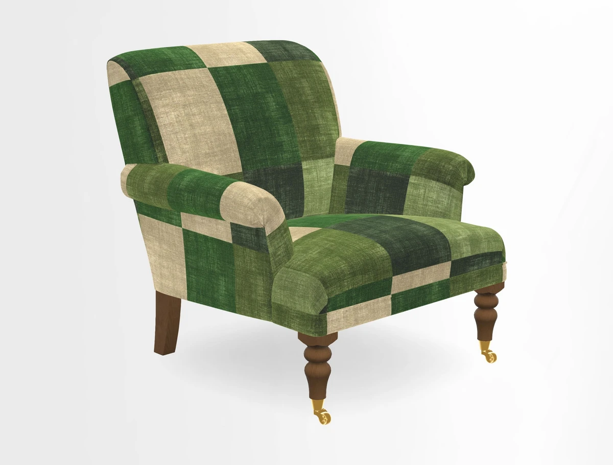 Midhurst Chair in Kirby Soho Burnt Orange & Mulberry Rustic Stripe Red Plum