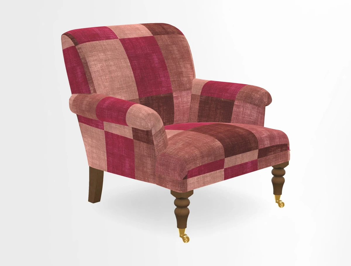 Midhurst Chair in Kirby Soho Burnt Orange & Mulberry Rustic Stripe Red Plum