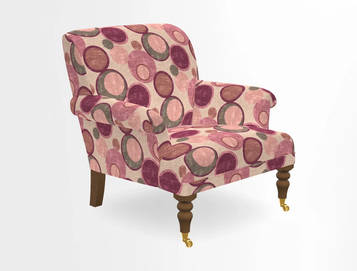 Midhurst Chair in Kirby Soho Burnt Orange & Mulberry Rustic Stripe Red Plum