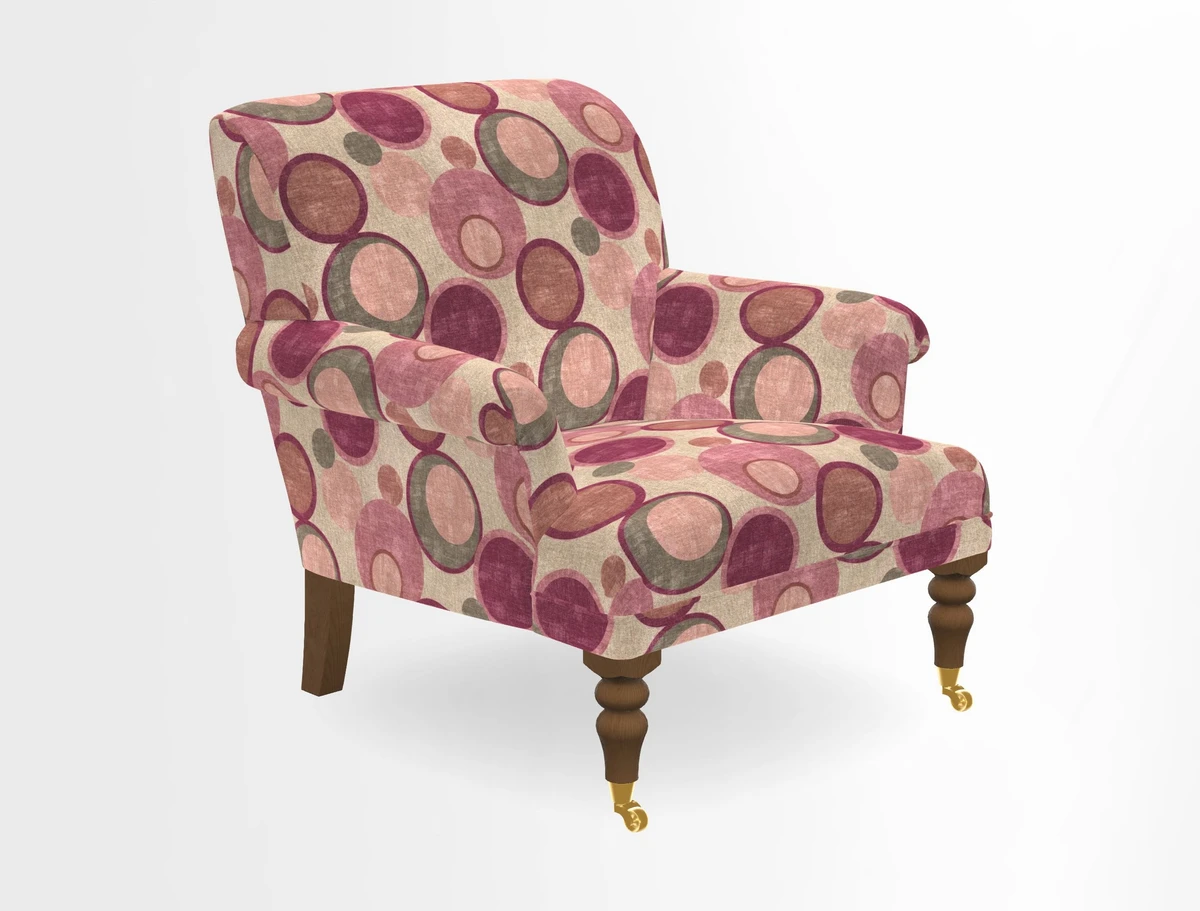 Midhurst Chair in Kirby Soho Burnt Orange & Mulberry Rustic Stripe Red Plum