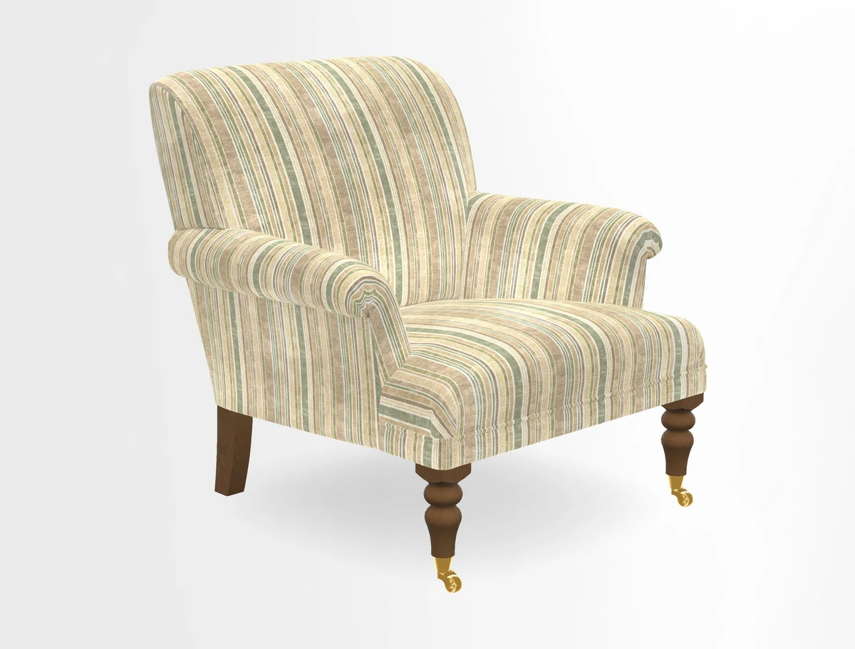 Midhurst Chair in Kirby Soho Burnt Orange & Mulberry Rustic Stripe Red Plum