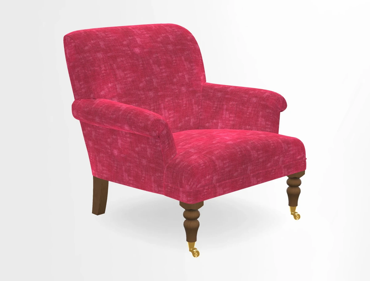 Midhurst Chair in Kirby Soho Burnt Orange & Mulberry Rustic Stripe Red Plum
