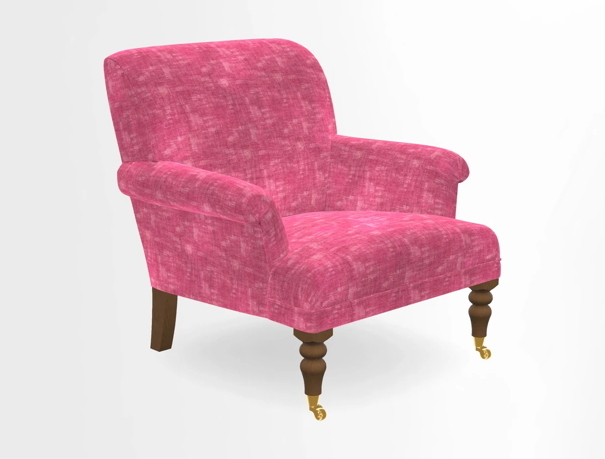 Midhurst Chair in Kirby Soho Burnt Orange & Mulberry Rustic Stripe Red Plum