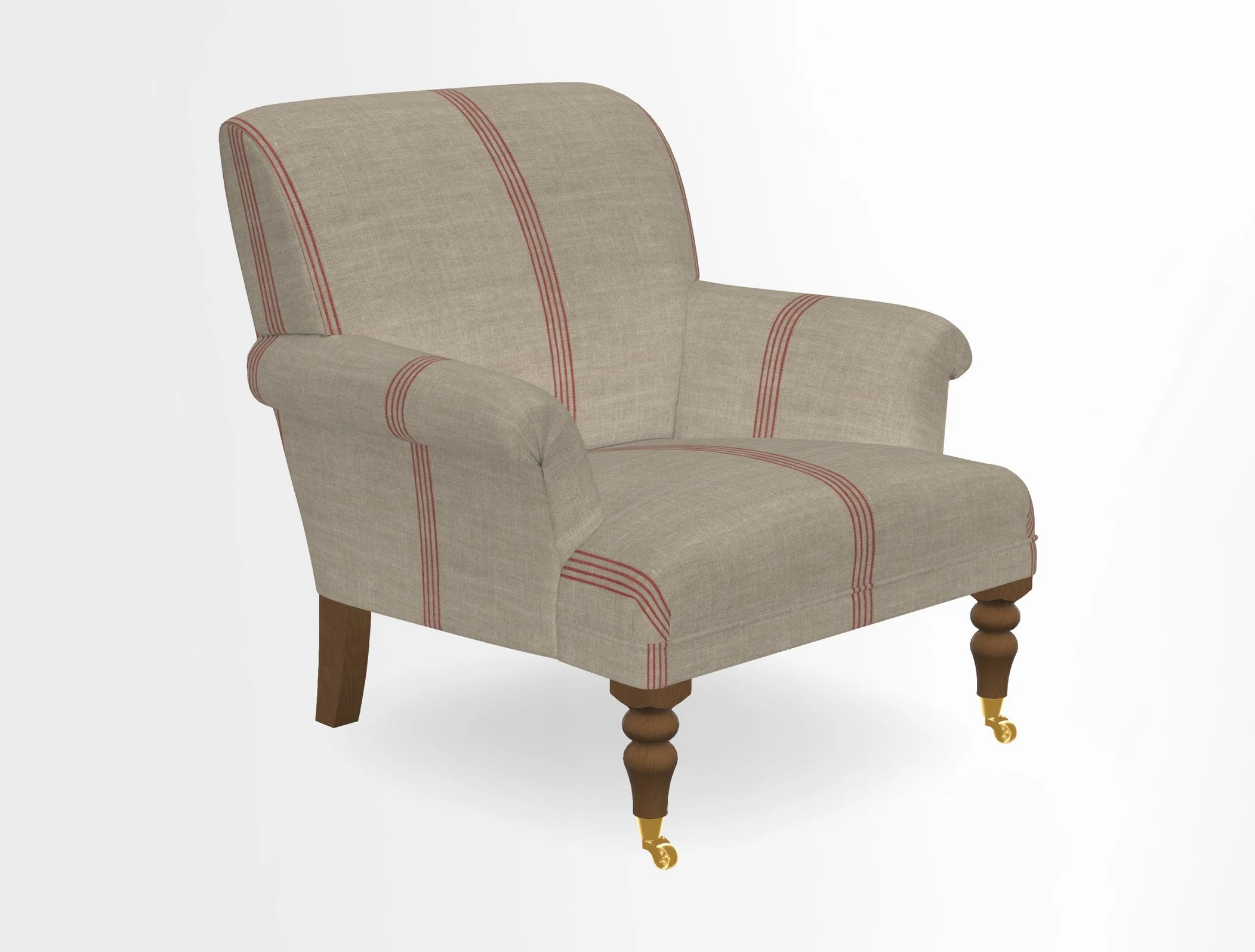 Midhurst Chair in Kirby Soho Burnt Orange & Mulberry Rustic Stripe Red Plum