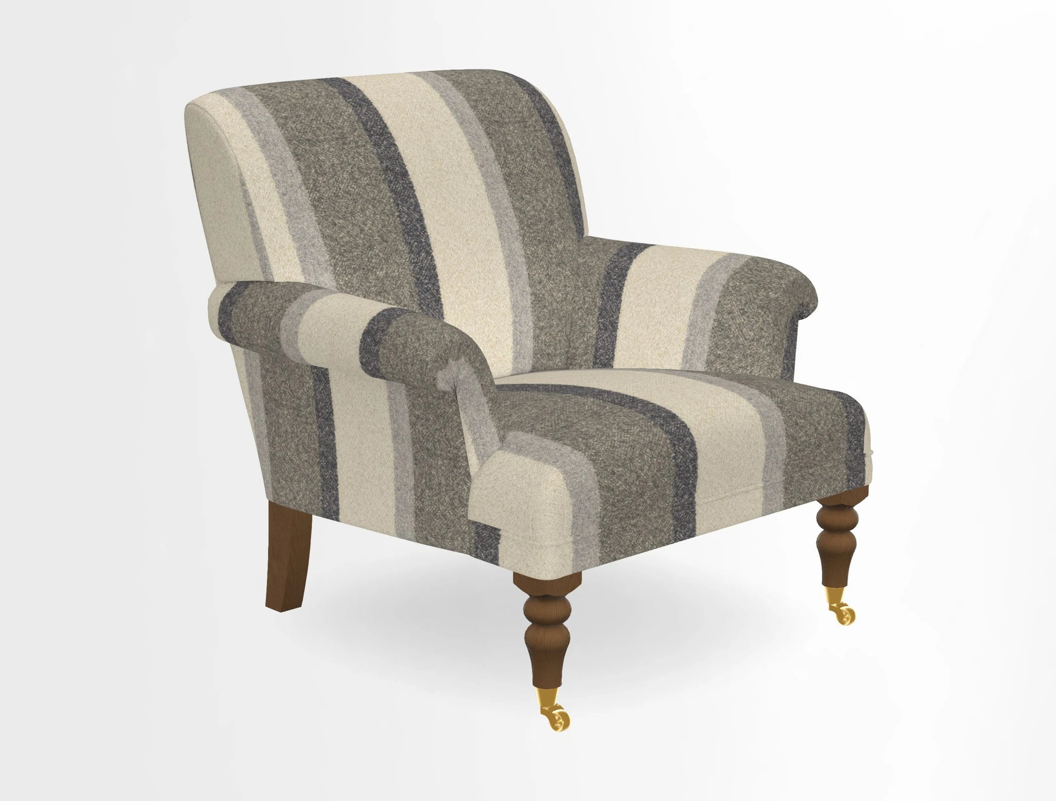 Midhurst Chair in Kirby Soho Burnt Orange & Mulberry Rustic Stripe Red Plum