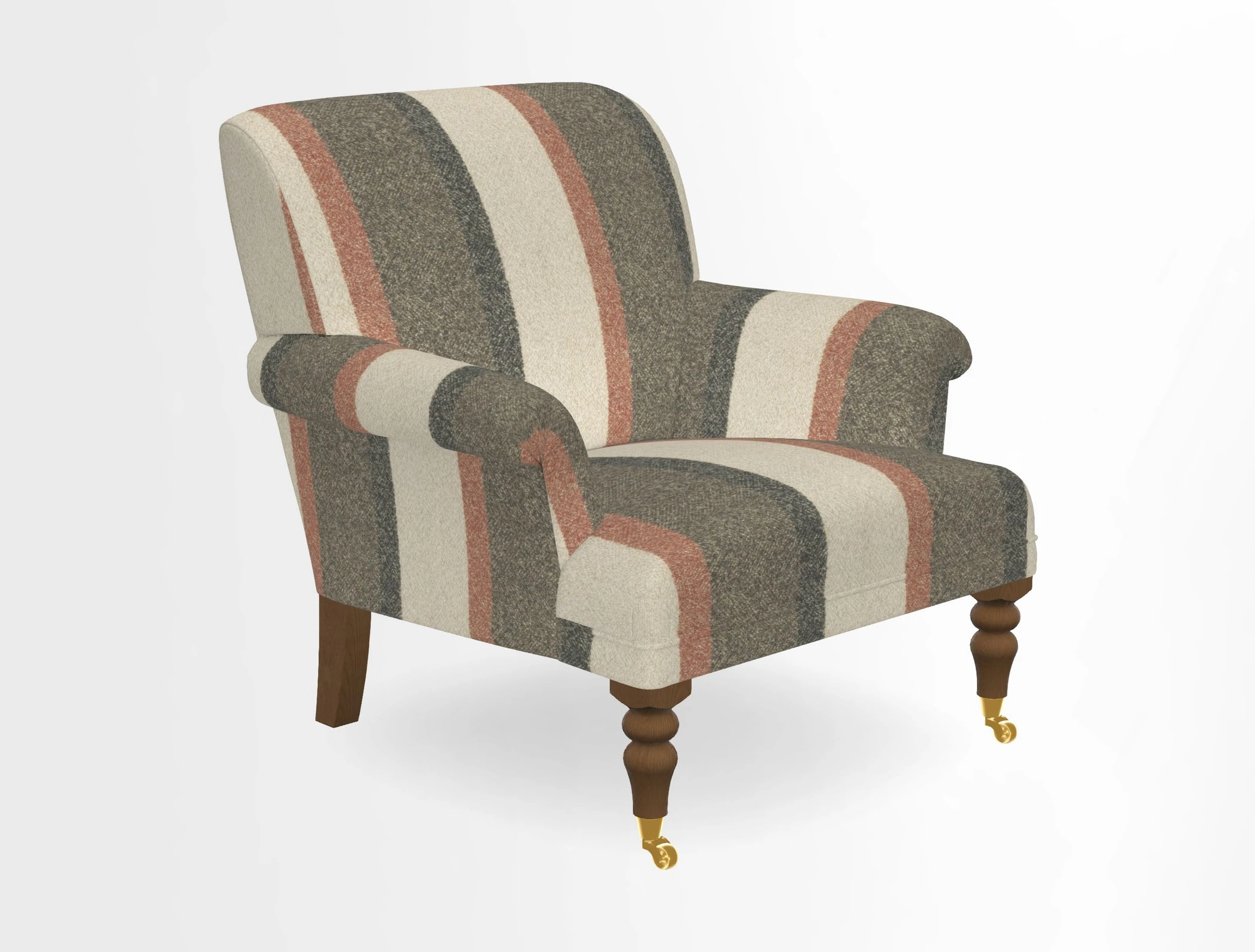 Midhurst Chair in Kirby Soho Burnt Orange & Mulberry Rustic Stripe Red Plum