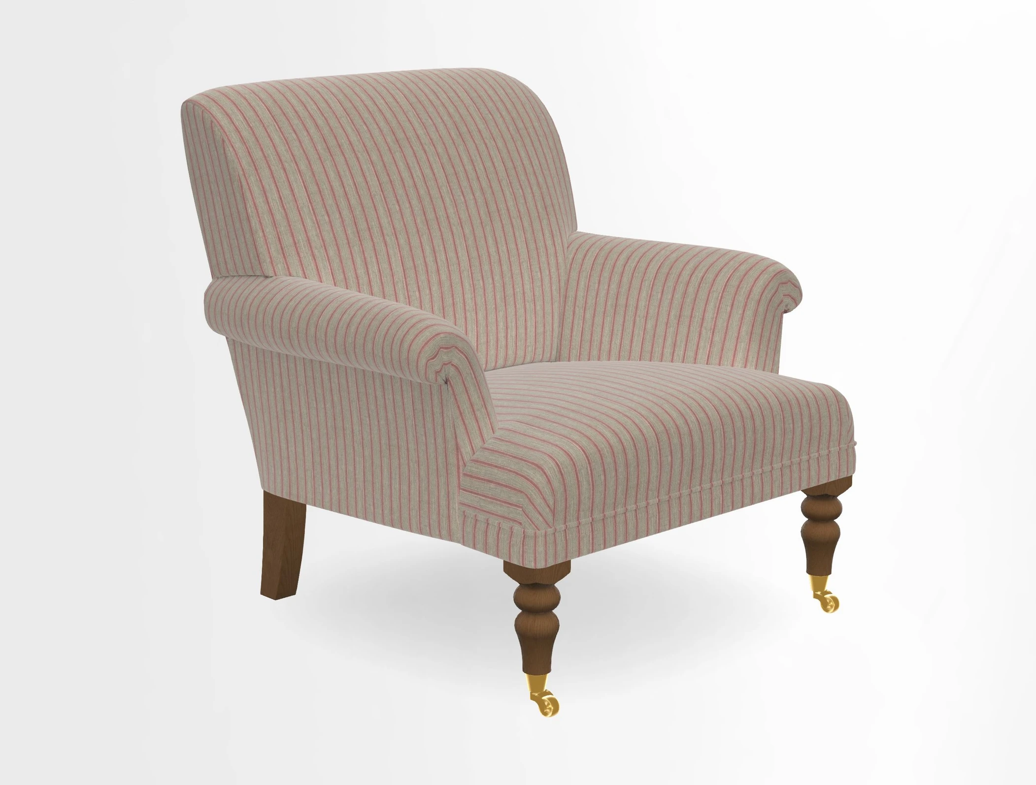 Midhurst Chair in Kirby Soho Burnt Orange & Mulberry Rustic Stripe Red Plum