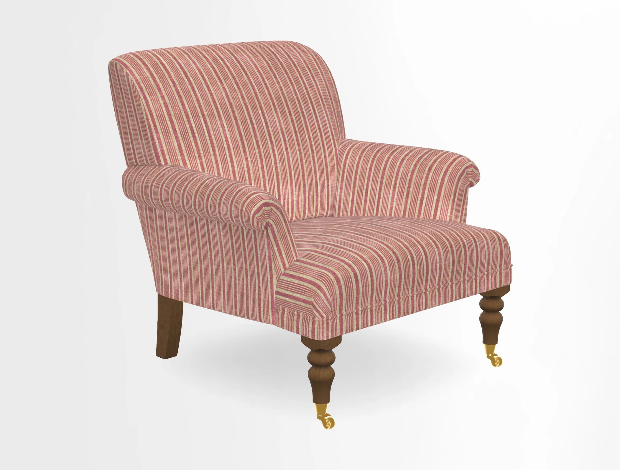Midhurst Chair in Kirby Soho Burnt Orange & Mulberry Rustic Stripe Red Plum