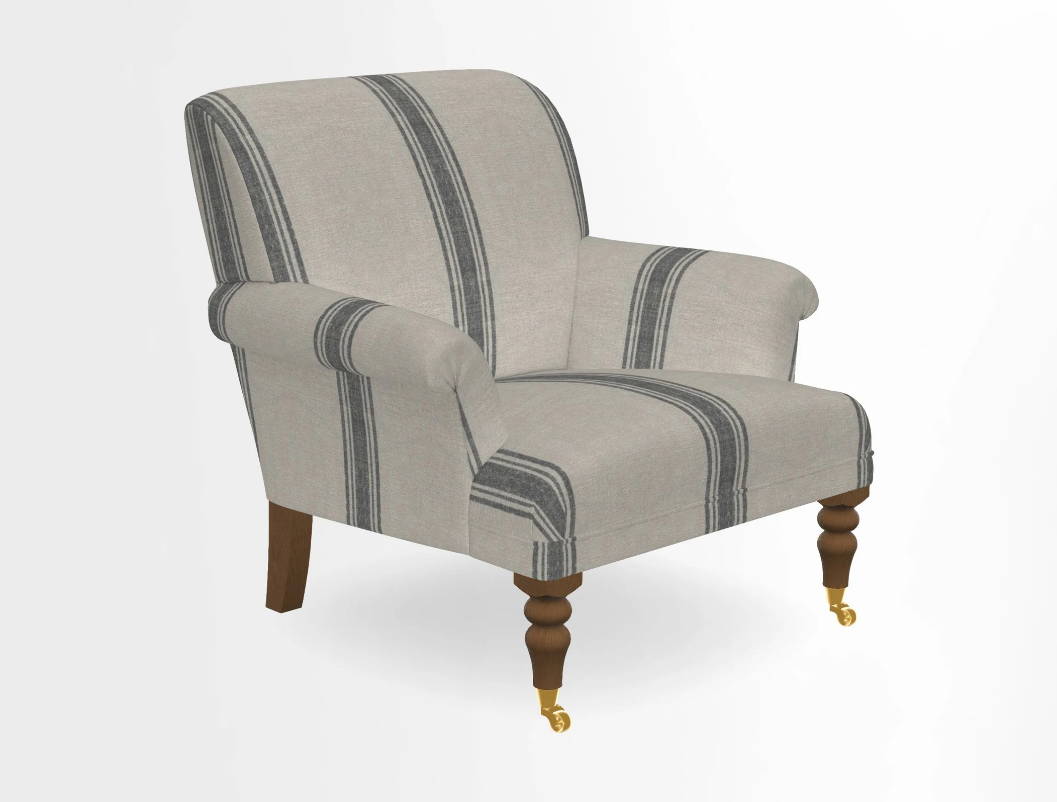 Midhurst Chair in Kirby Soho Burnt Orange & Mulberry Rustic Stripe Red Plum