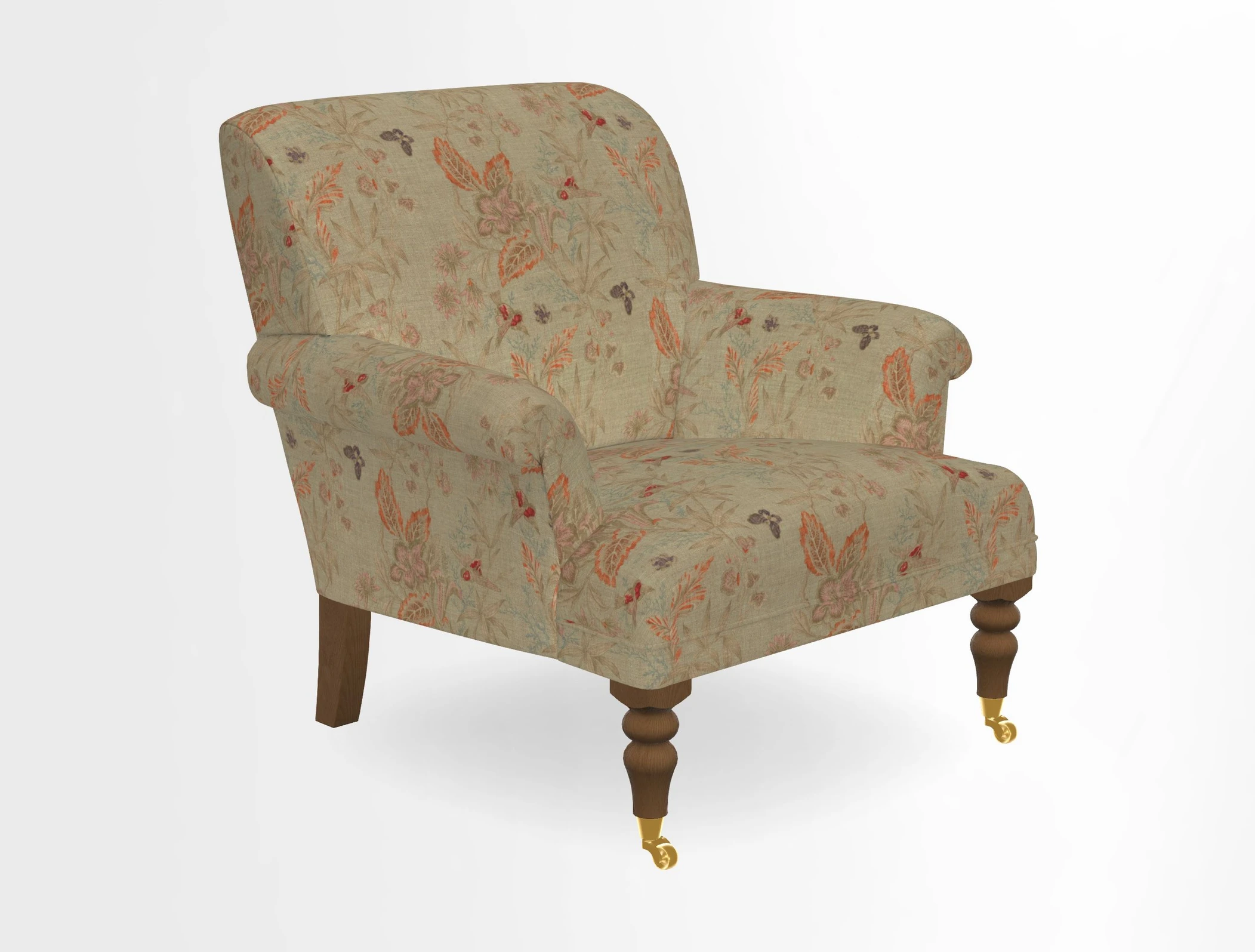Midhurst Chair in Kirby Soho Burnt Orange & Mulberry Rustic Stripe Red Plum