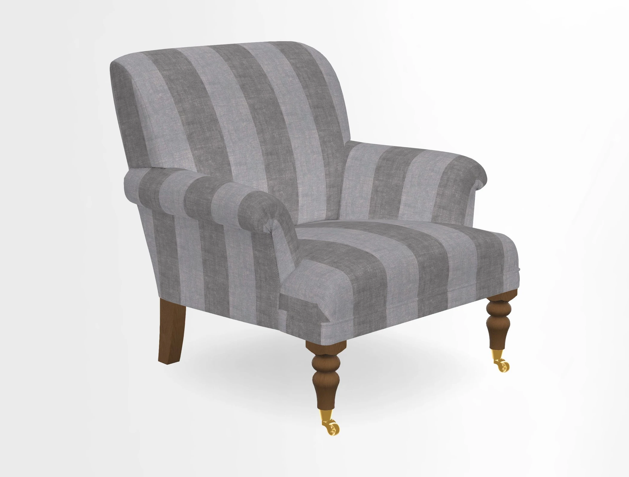 Midhurst Chair in Kirby Soho Burnt Orange & Mulberry Rustic Stripe Red Plum