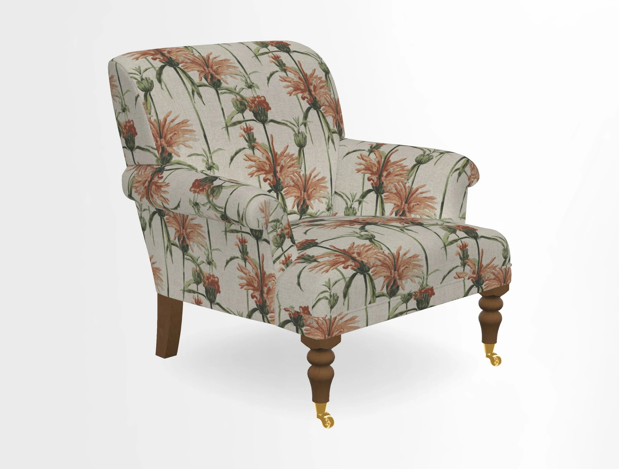 Midhurst Chair in Kirby Soho Burnt Orange & Mulberry Rustic Stripe Red Plum