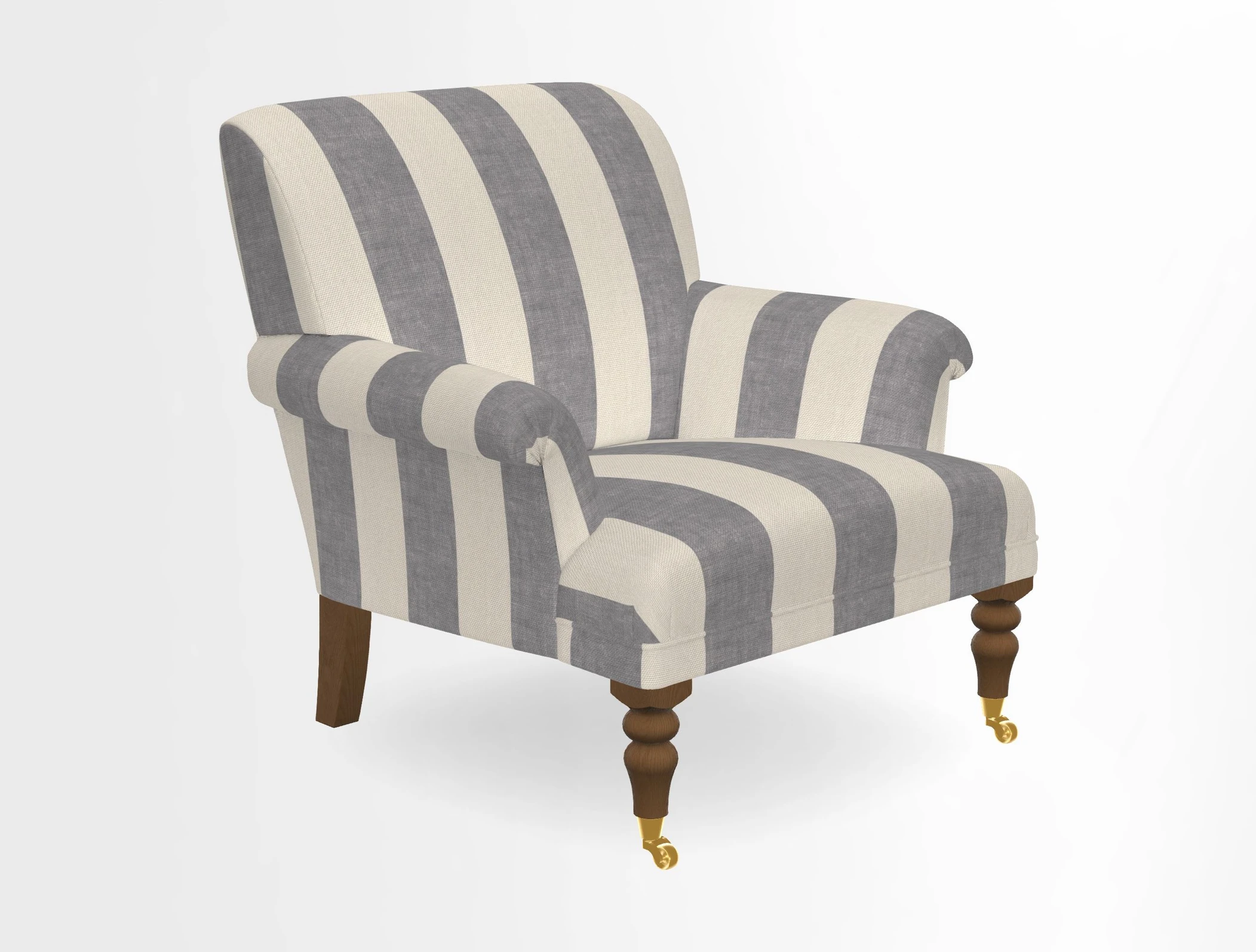 Midhurst Chair in Kirby Soho Burnt Orange & Mulberry Rustic Stripe Red Plum