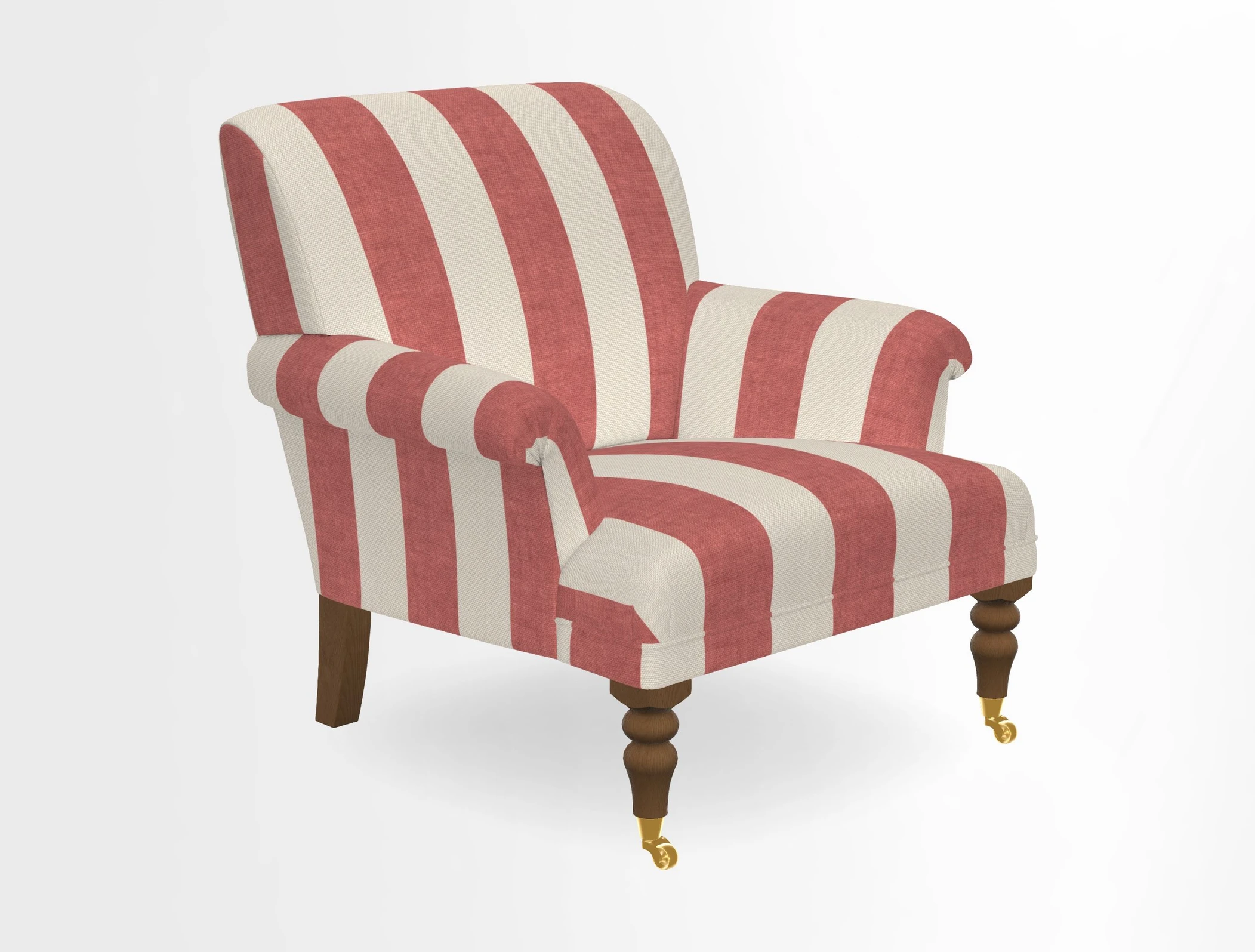 Midhurst Chair in Kirby Soho Burnt Orange & Mulberry Rustic Stripe Red Plum