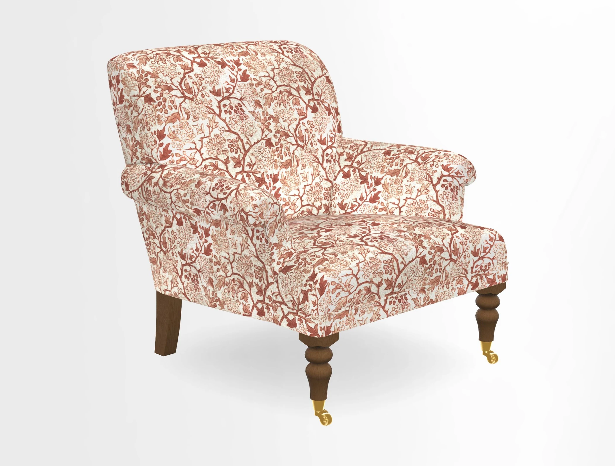 Midhurst Chair in Kirby Soho Burnt Orange & Mulberry Rustic Stripe Red Plum