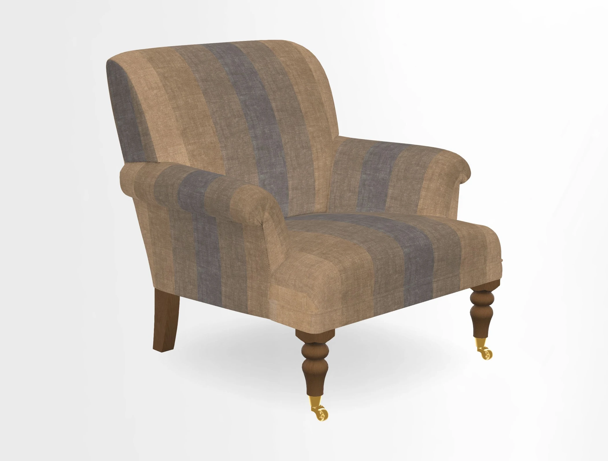 Midhurst Chair in Kirby Soho Burnt Orange & Mulberry Rustic Stripe Red Plum