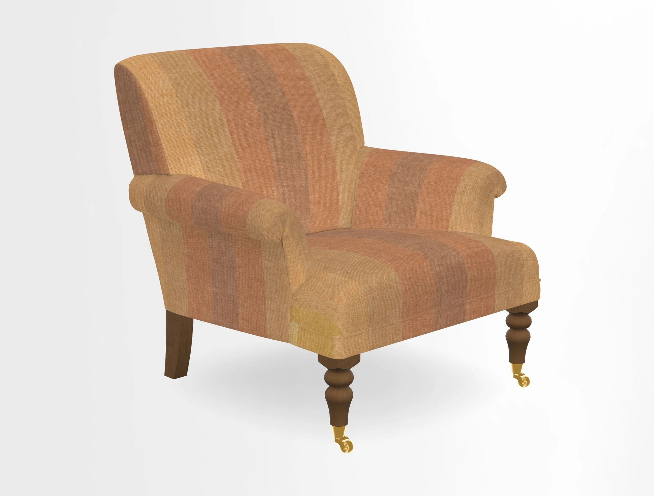 Midhurst Chair in Kirby Soho Burnt Orange & Mulberry Rustic Stripe Red Plum