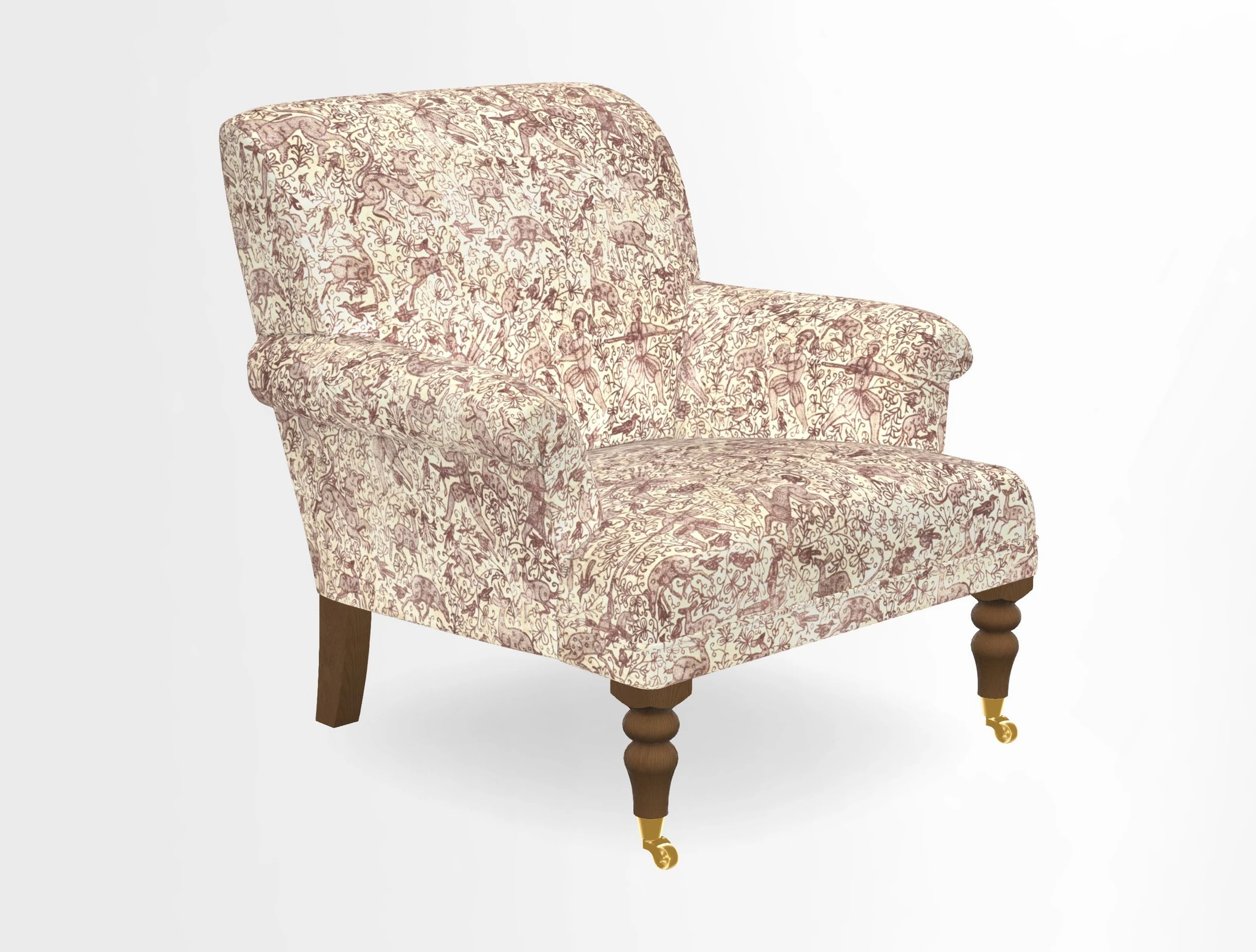 Midhurst Chair in Kirby Soho Burnt Orange & Mulberry Rustic Stripe Red Plum