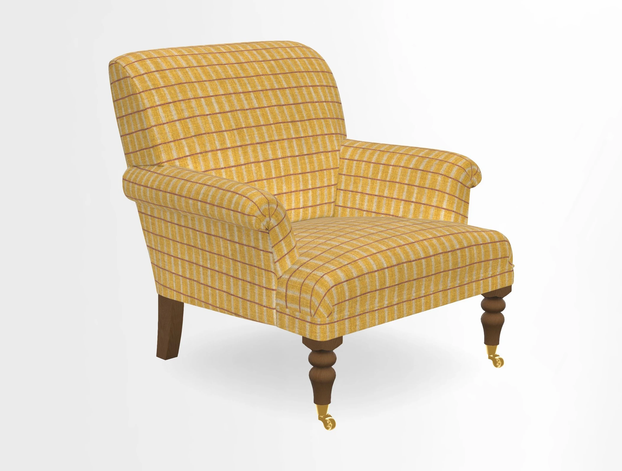 Midhurst Chair in Kirby Soho Burnt Orange & Mulberry Rustic Stripe Red Plum