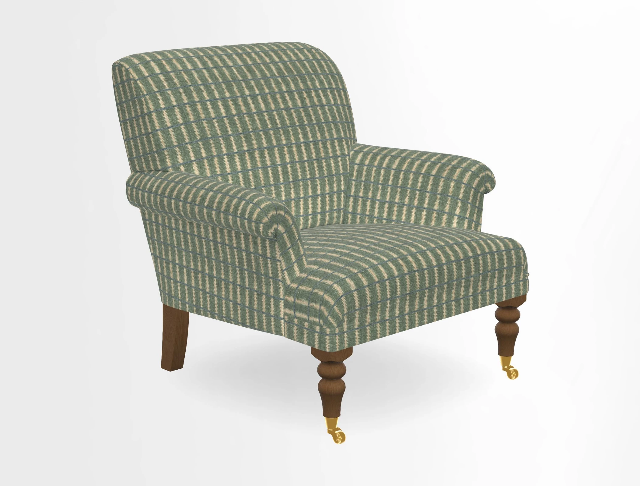 Midhurst Chair in Kirby Soho Burnt Orange & Mulberry Rustic Stripe Red Plum