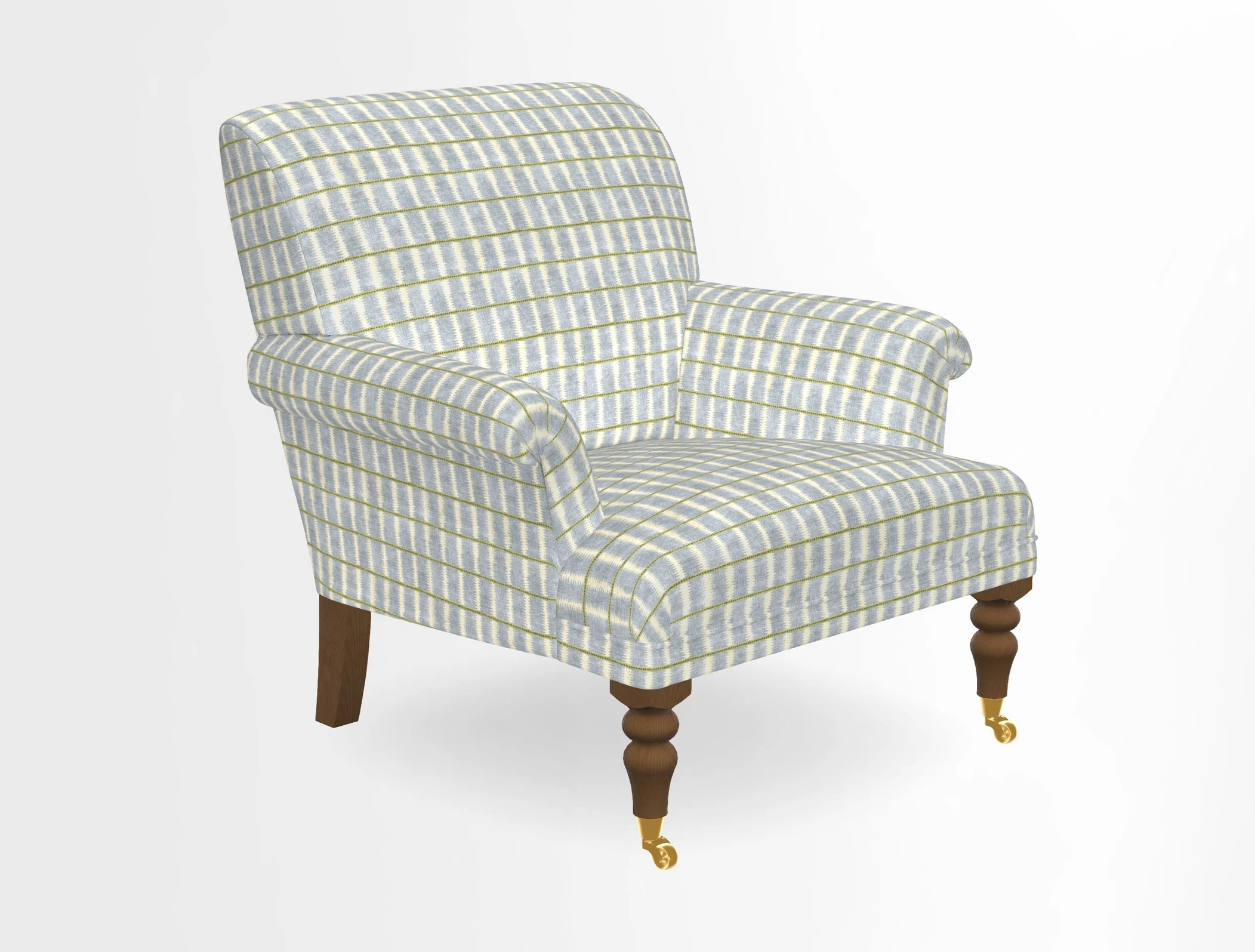 Midhurst Chair in Kirby Soho Burnt Orange & Mulberry Rustic Stripe Red Plum