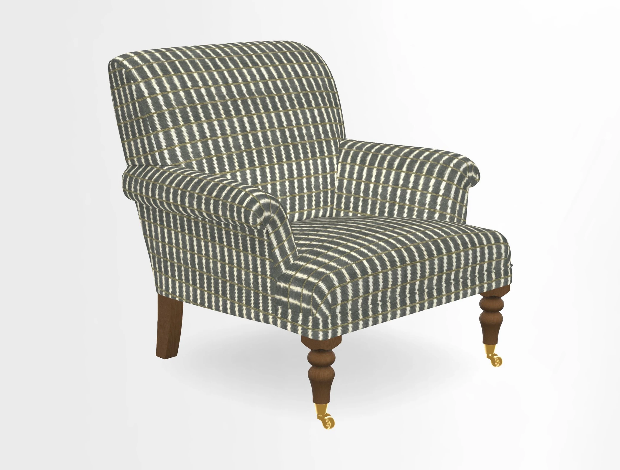 Midhurst Chair in Kirby Soho Burnt Orange & Mulberry Rustic Stripe Red Plum