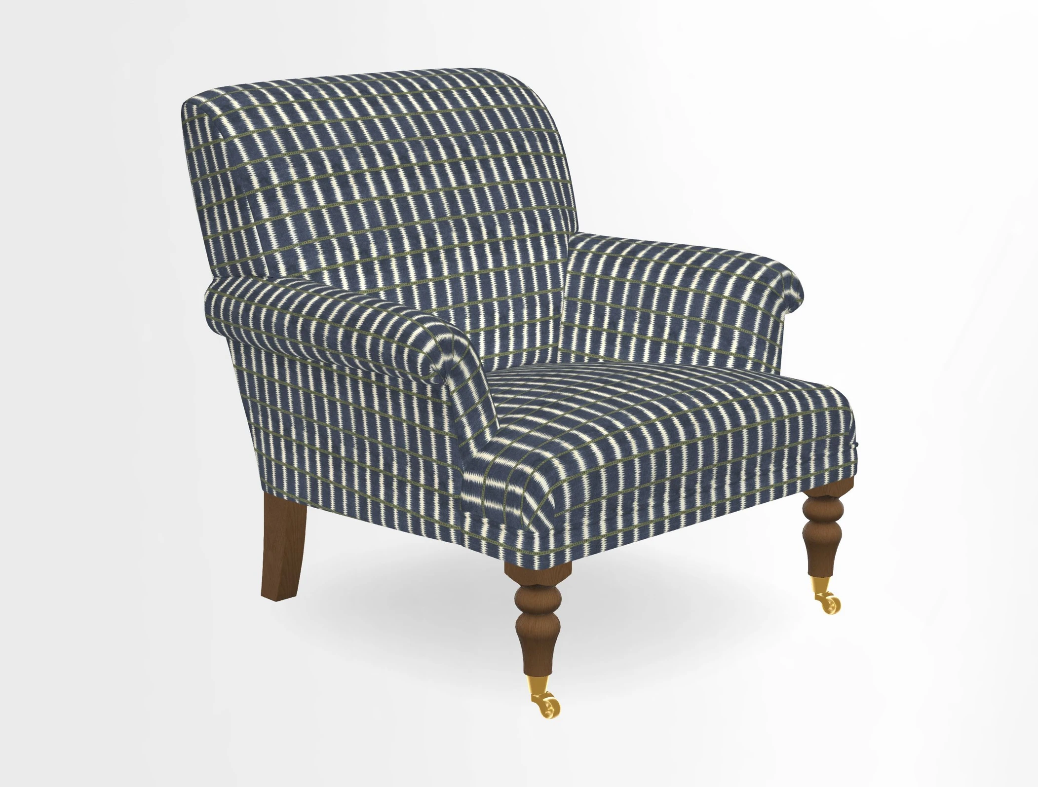 Midhurst Chair in Kirby Soho Burnt Orange & Mulberry Rustic Stripe Red Plum