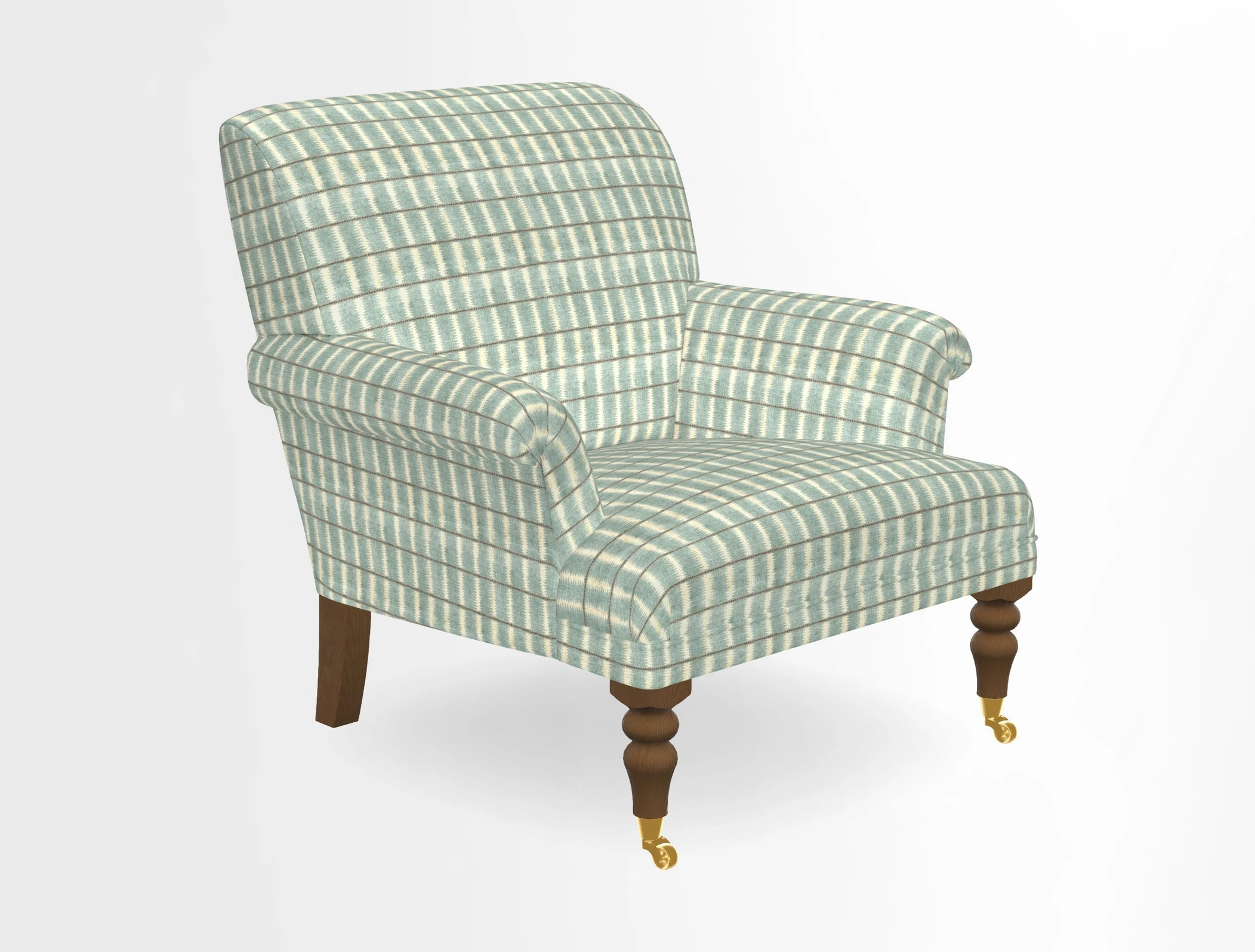 Midhurst Chair in Kirby Soho Burnt Orange & Mulberry Rustic Stripe Red Plum