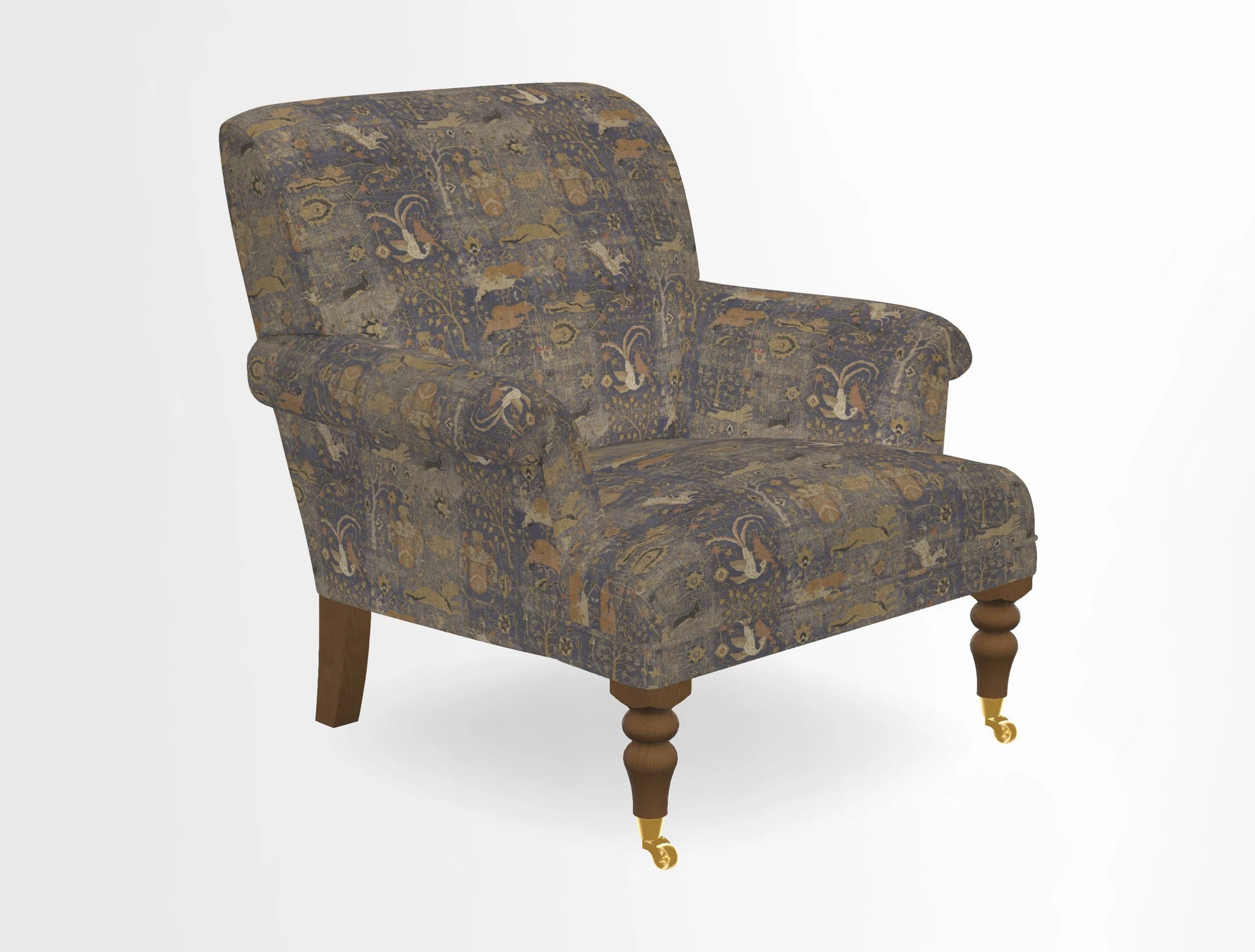 Midhurst Chair in Kirby Soho Burnt Orange & Mulberry Rustic Stripe Red Plum
