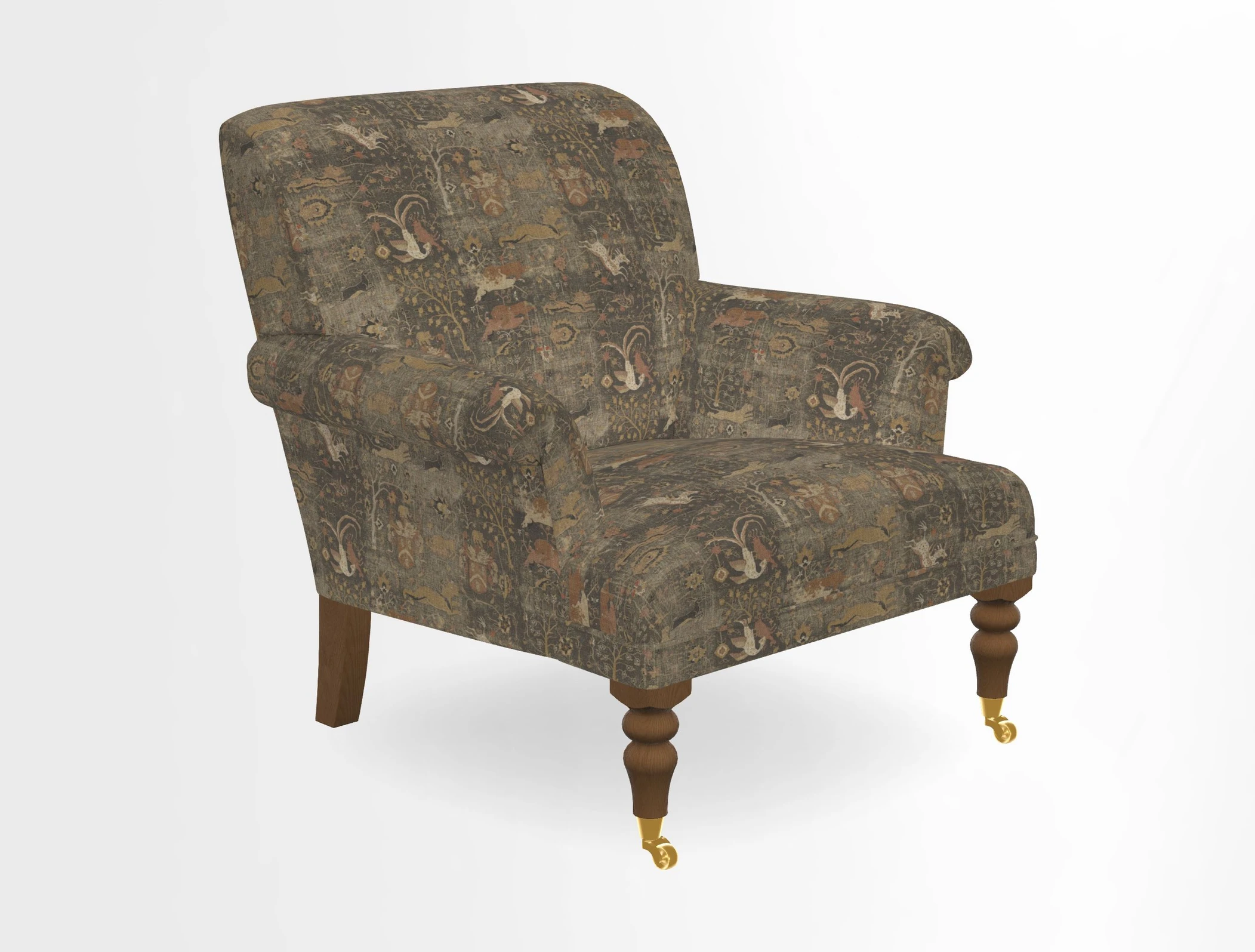 Midhurst Chair in Kirby Soho Burnt Orange & Mulberry Rustic Stripe Red Plum