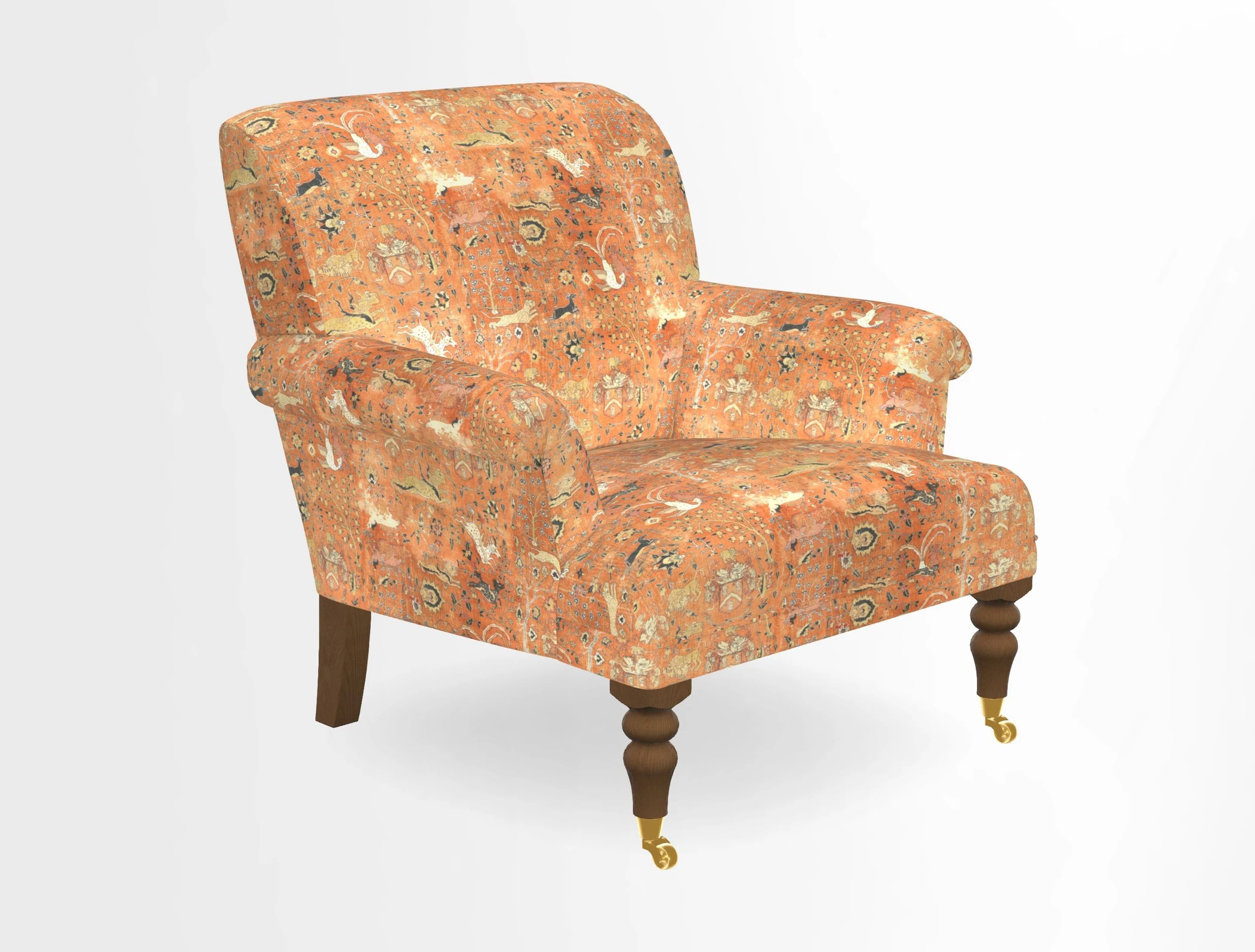 Midhurst Chair in Kirby Soho Burnt Orange & Mulberry Rustic Stripe Red Plum