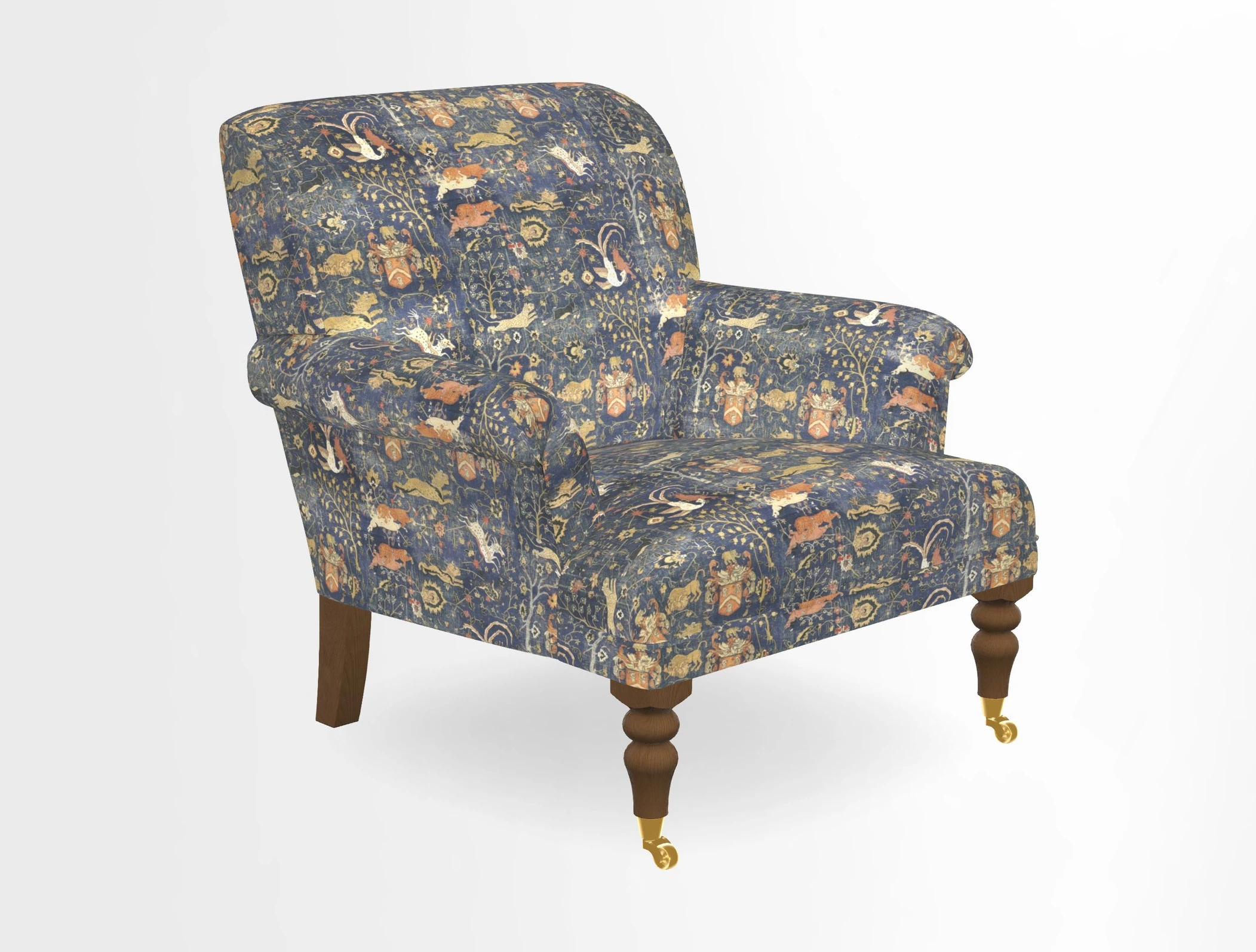 Midhurst Chair in Kirby Soho Burnt Orange & Mulberry Rustic Stripe Red Plum