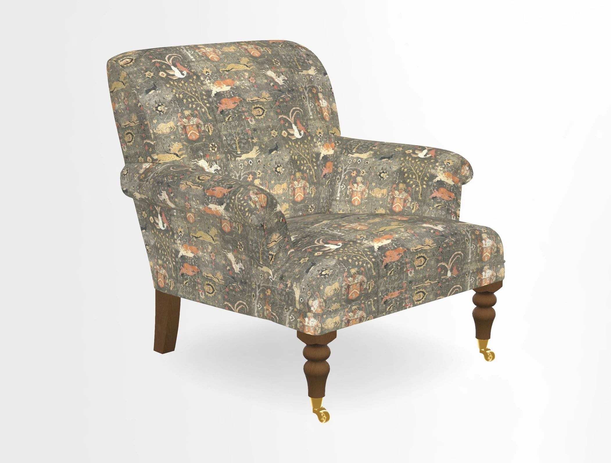 Midhurst Chair in Kirby Soho Burnt Orange & Mulberry Rustic Stripe Red Plum