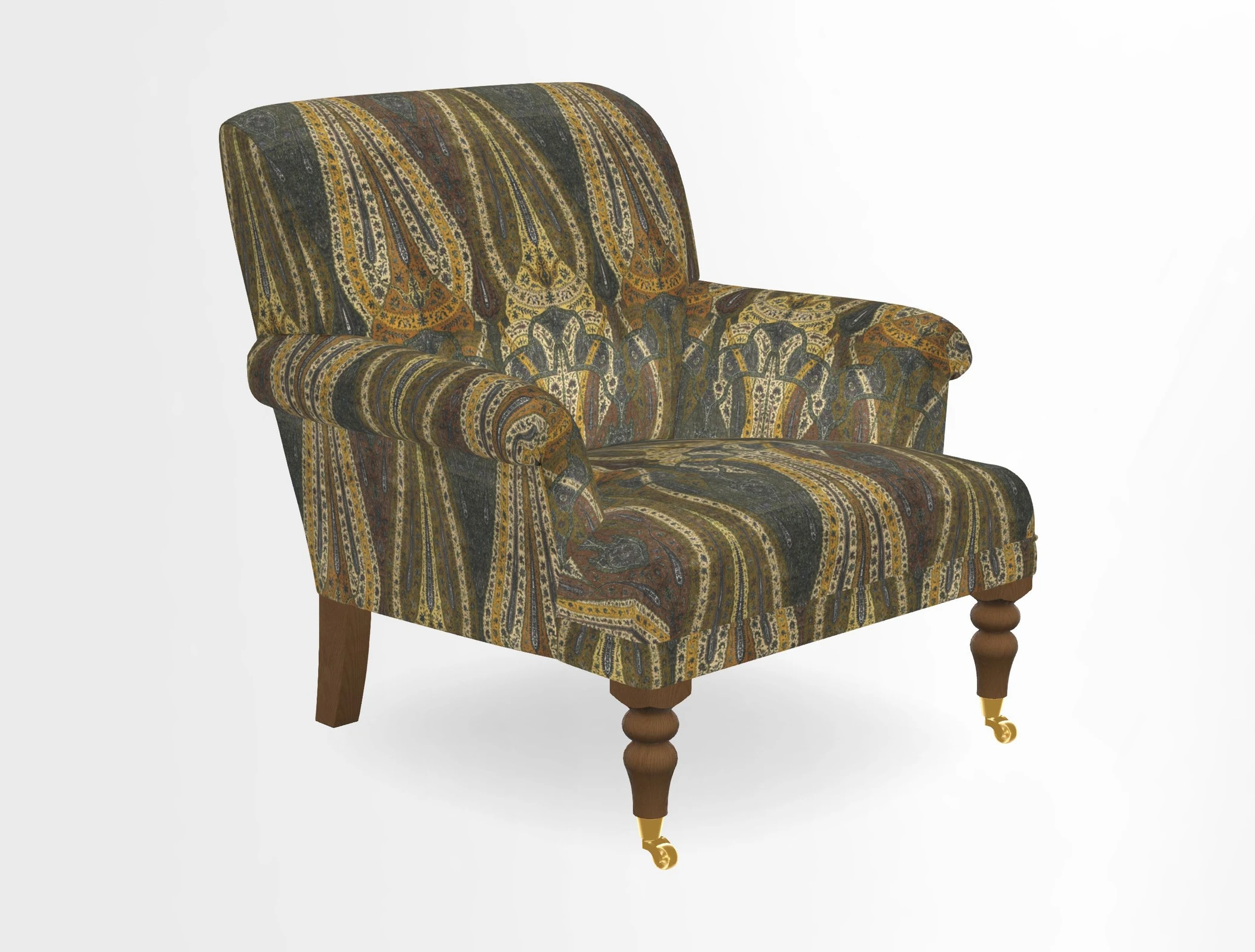Midhurst Chair in Kirby Soho Burnt Orange & Mulberry Rustic Stripe Red Plum
