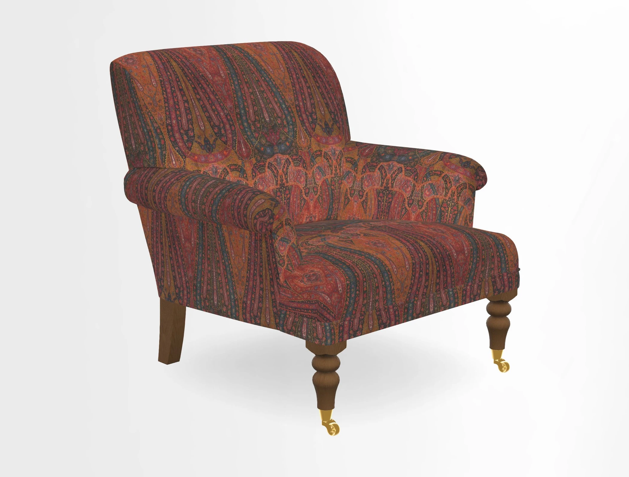 Midhurst Chair in Kirby Soho Burnt Orange & Mulberry Rustic Stripe Red Plum