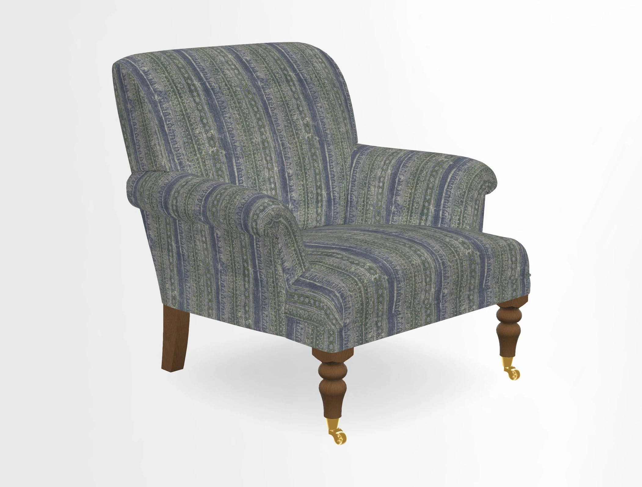 Midhurst Chair in Kirby Soho Burnt Orange & Mulberry Rustic Stripe Red Plum