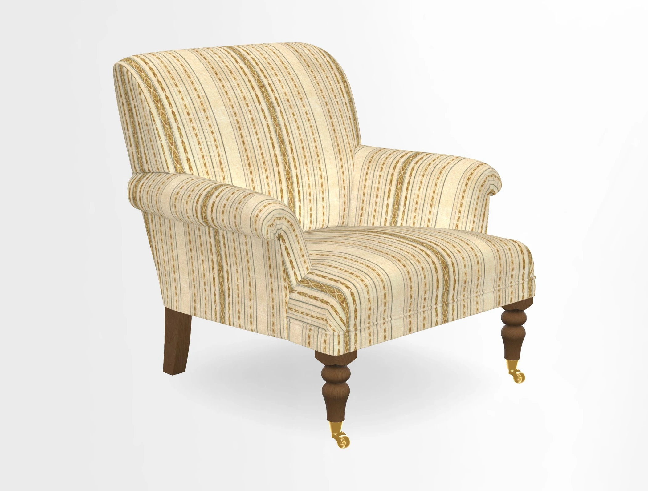 Midhurst Chair in Kirby Soho Burnt Orange & Mulberry Rustic Stripe Red Plum