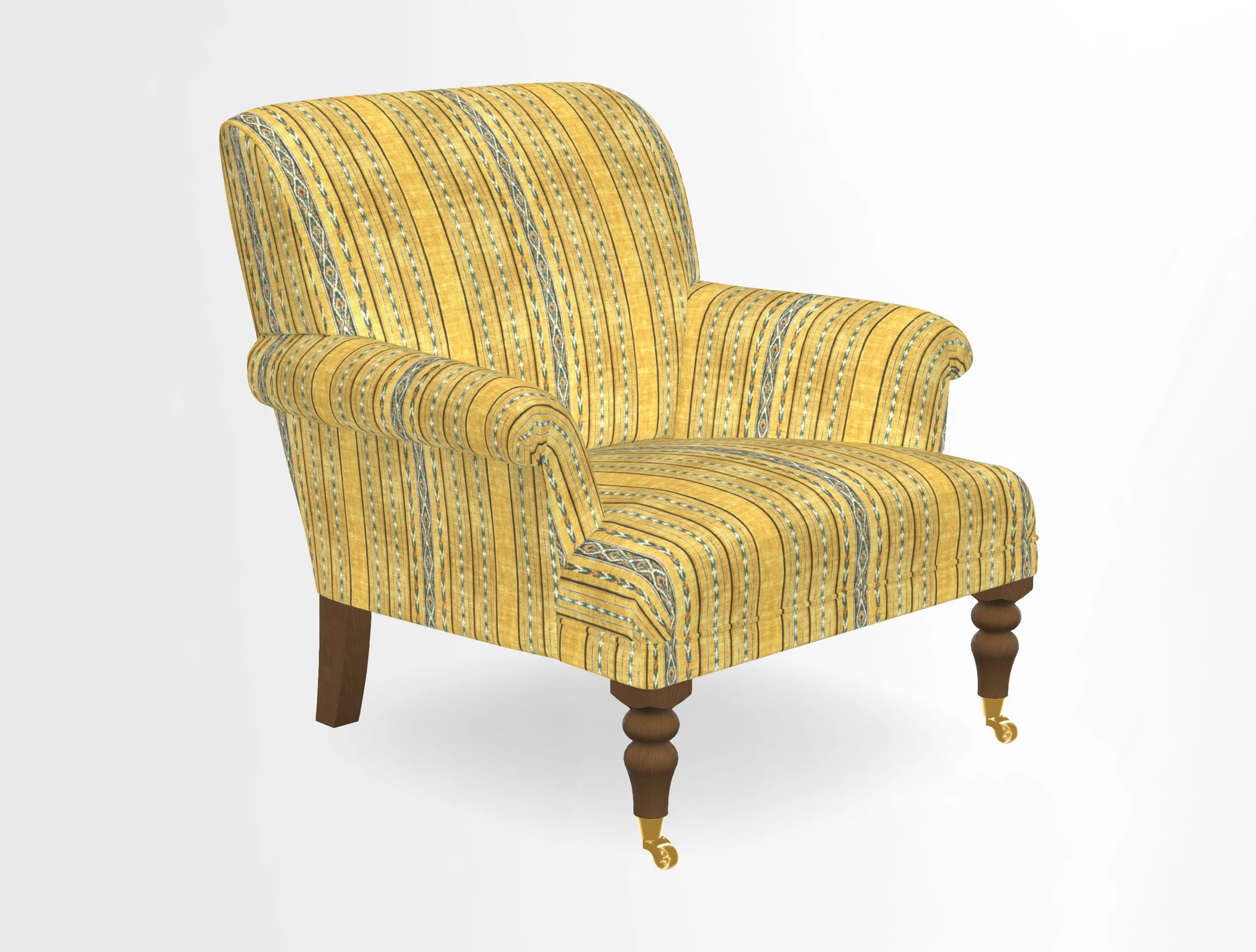 Midhurst Chair in Kirby Soho Burnt Orange & Mulberry Rustic Stripe Red Plum