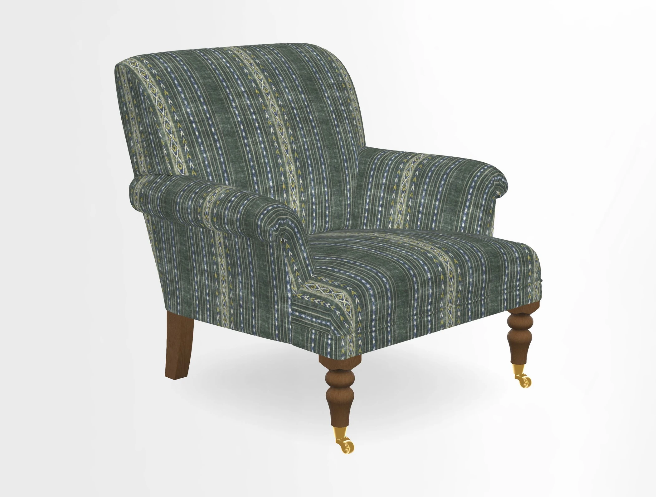Midhurst Chair in Kirby Soho Burnt Orange & Mulberry Rustic Stripe Red Plum