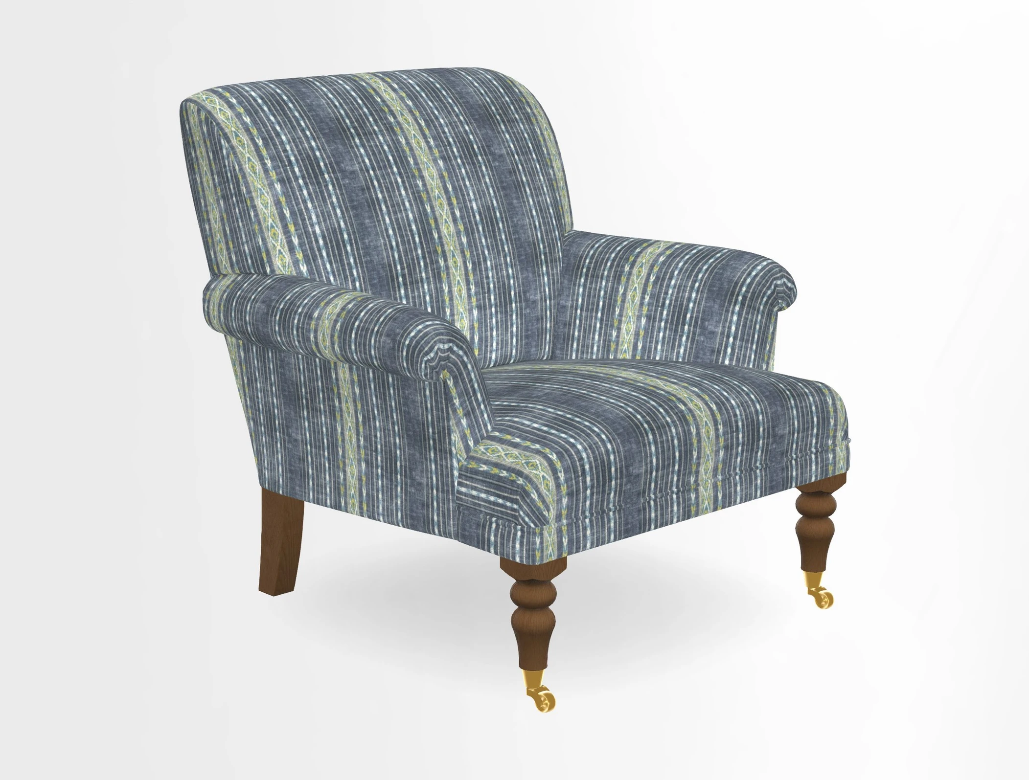 Midhurst Chair in Kirby Soho Burnt Orange & Mulberry Rustic Stripe Red Plum