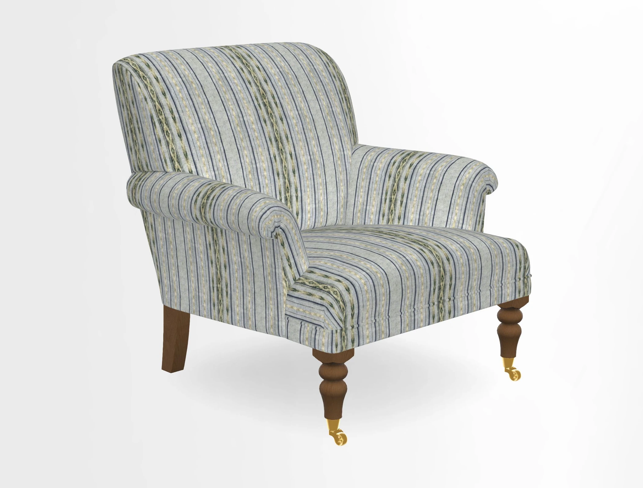 Midhurst Chair in Kirby Soho Burnt Orange & Mulberry Rustic Stripe Red Plum