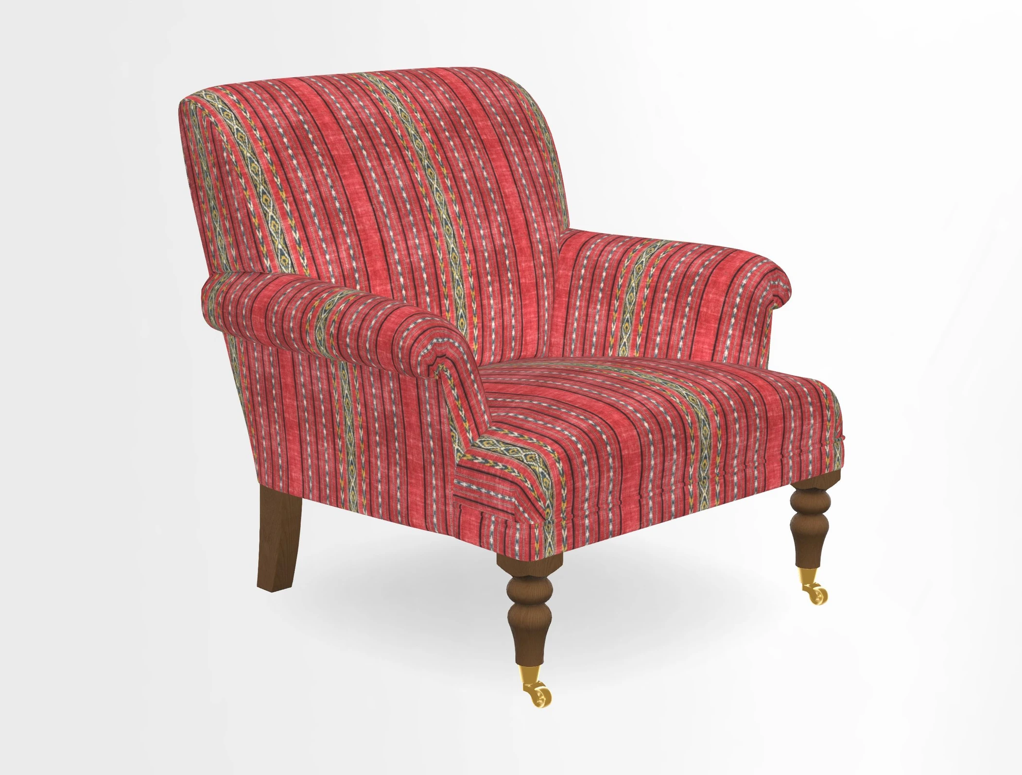 Midhurst Chair in Kirby Soho Burnt Orange & Mulberry Rustic Stripe Red Plum