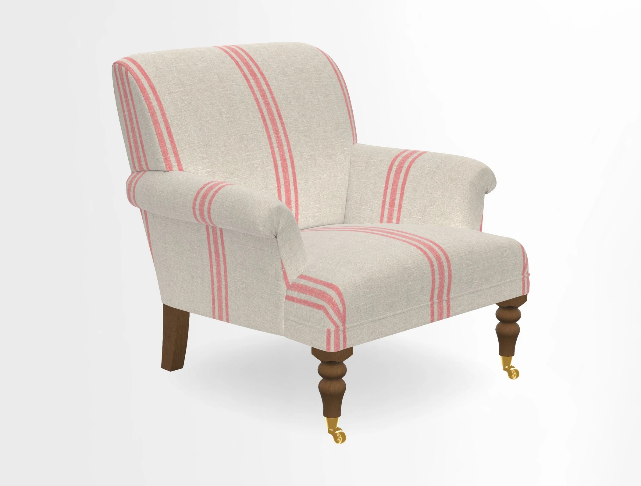 Midhurst Chair in Kirby Soho Burnt Orange & Mulberry Rustic Stripe Red Plum