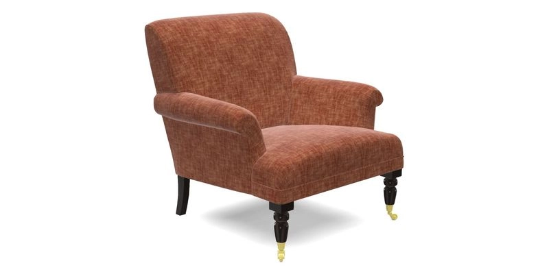 Midhurst Chair in Kirby Soho Burnt Orange & Mulberry Rustic Stripe Red Plum