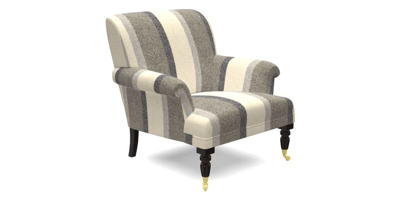 Midhurst Chair in Kirby Soho Burnt Orange & Mulberry Rustic Stripe Red Plum