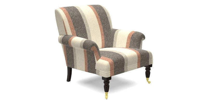 Midhurst Chair in Kirby Soho Burnt Orange & Mulberry Rustic Stripe Red Plum