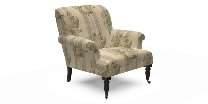 Midhurst Chair in Kirby Soho Burnt Orange & Mulberry Rustic Stripe Red Plum