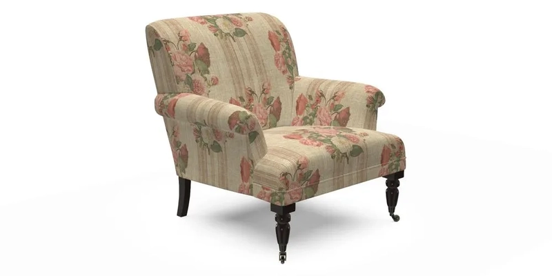 Midhurst Chair in Kirby Soho Burnt Orange & Mulberry Rustic Stripe Red Plum