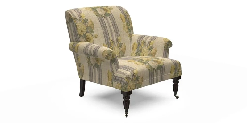 Midhurst Chair in Kirby Soho Burnt Orange & Mulberry Rustic Stripe Red Plum